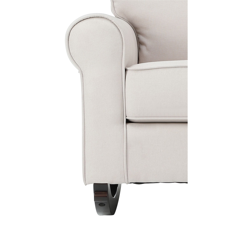 ACME Elvin Fabric Upholstered and Wooden Frame Rocking Chair in Beige
