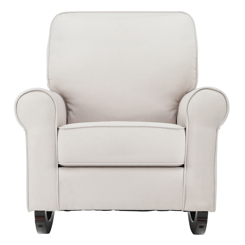 ACME Elvin Fabric Upholstered and Wooden Frame Rocking Chair in Beige