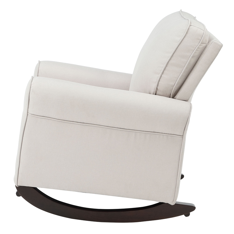 ACME Elvin Fabric Upholstered and Wooden Frame Rocking Chair in Beige