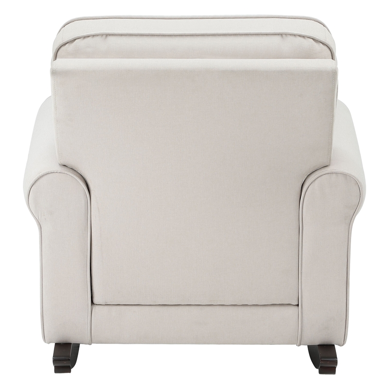 ACME Elvin Fabric Upholstered and Wooden Frame Rocking Chair in Beige