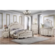 ACME Bently Transitional Button Tufted Wooden Frame Bed in Champagne Gold