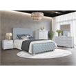 ACME Saree Contemporary Chenille Upholstered Bed in Light Teal and Gray
