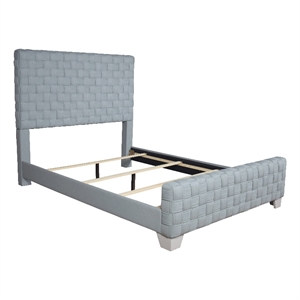 ACME Saree Contemporary Chenille Upholstered Bed in Light Teal and Gray