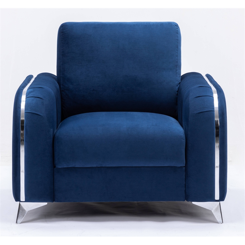 ACME Wenona Contemporary Velvet Upholstered Wood Frame Chair in Blue