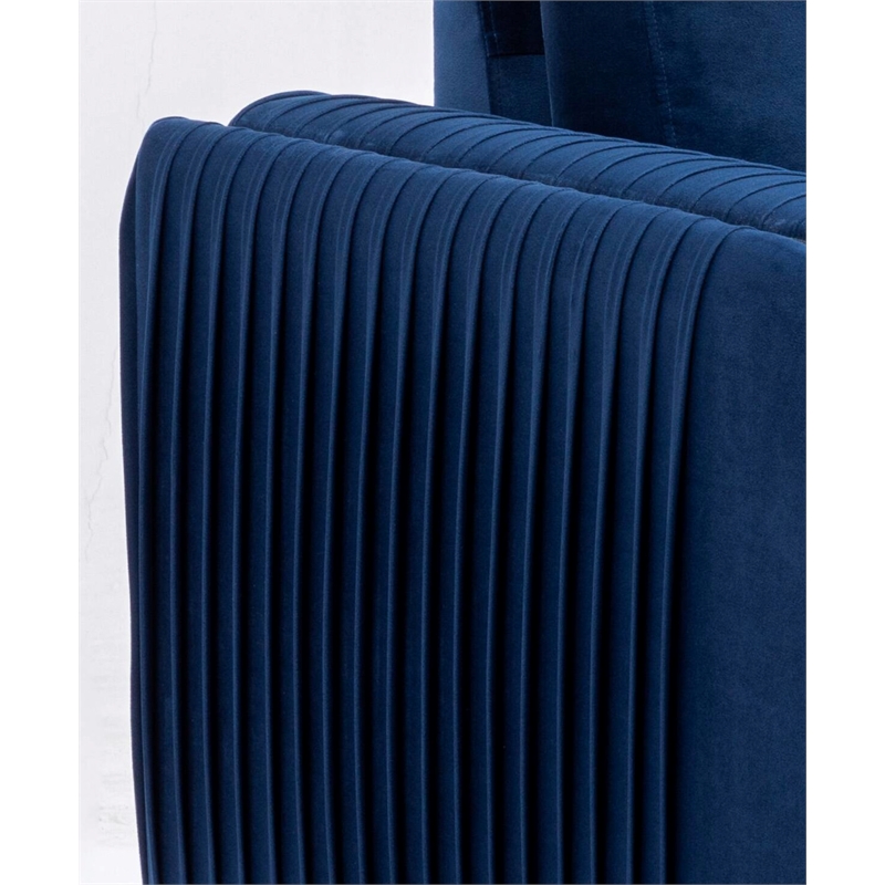 ACME Wenona Contemporary Velvet Upholstered Wood Frame Chair in Blue