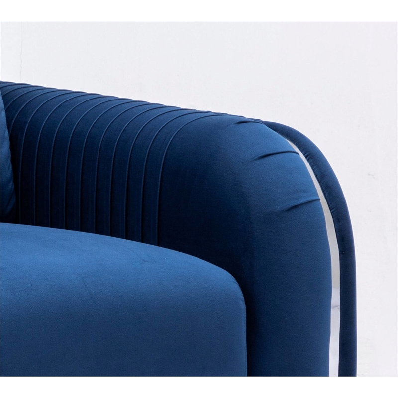 ACME Wenona Contemporary Velvet Upholstered Wood Frame Chair in Blue