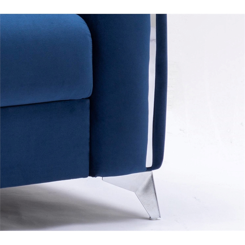 ACME Wenona Contemporary Velvet Upholstered Wood Frame Chair in Blue