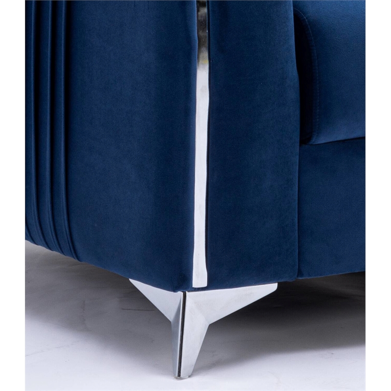 ACME Wenona Contemporary Velvet Upholstered Wood Frame Chair in Blue