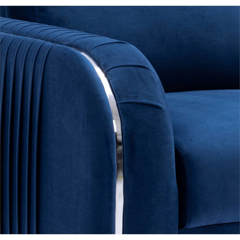 ACME Wenona Contemporary Velvet Upholstered Wood Frame Chair in Blue