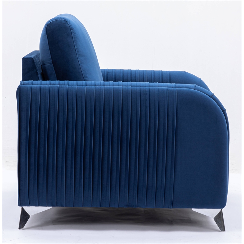 ACME Wenona Contemporary Velvet Upholstered Wood Frame Chair in Blue