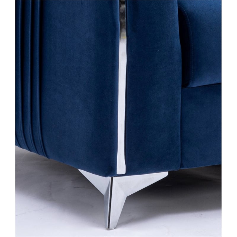 ACME Wenona Velvet Upholstered Wood Frame Contemporary Sofa in Blue