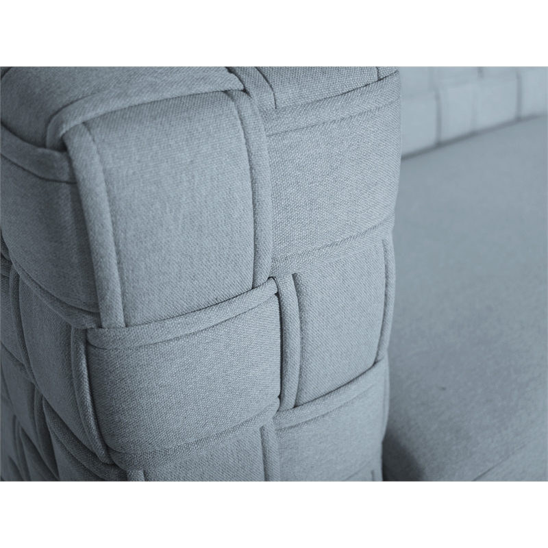 ACME Saree Chenille Upholstered Sofa in Light Teal and White