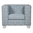 ACME Saree Chenille Upholstered Chair in Light Teal and White