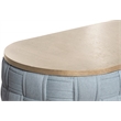 ACME Saree Chenille Upholstered Oval Coffee Table in Light Teal