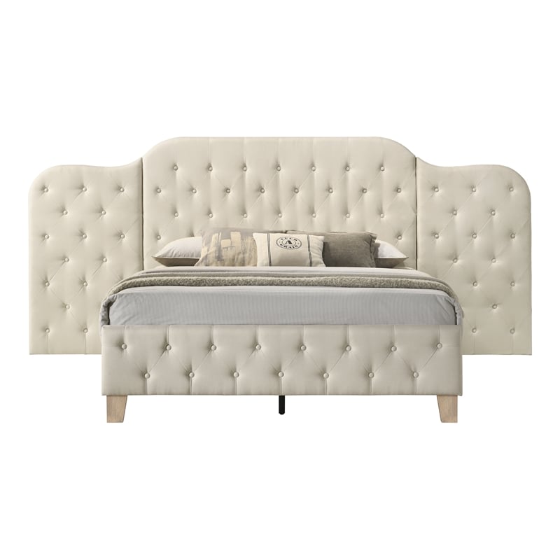 ACME Ranallo Contemporary Fabric Upholstered Queen Wall Bed in Beige