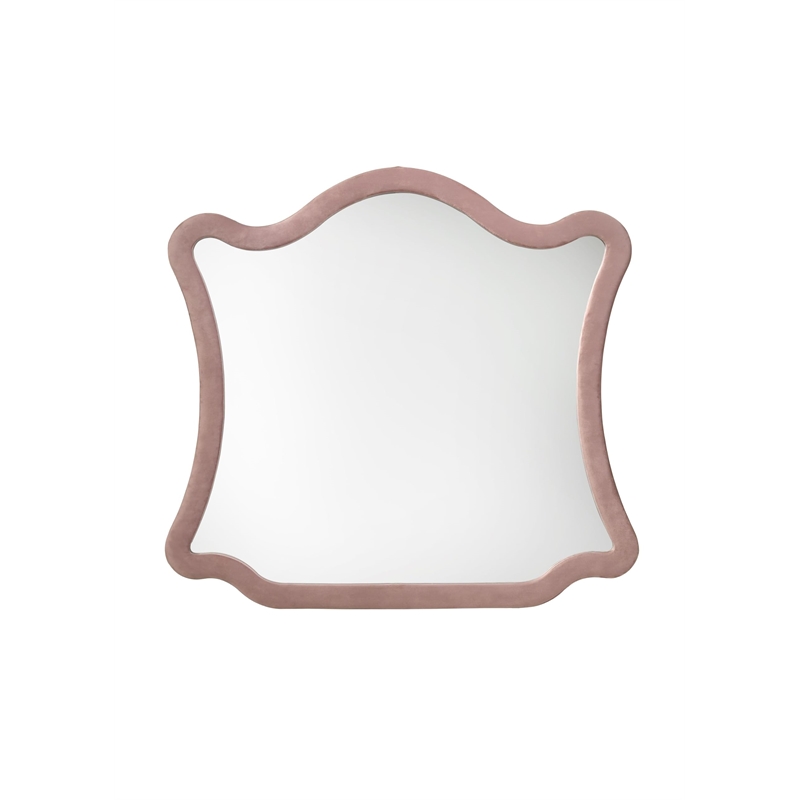 ACME Salonia Contemporary Velvet Upholstered/Wood Mirror in Pink