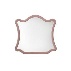 ACME Salonia Contemporary Velvet Upholstered/Wood Mirror in Pink