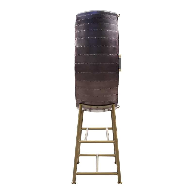 ACME Nilsa Transitional Aluminum/Tempered Glass Wine Cabinet in Bronze