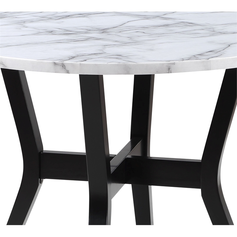 ACME Kusa 5-Piece Wood Dining Set with Engineering Stone Top in Gray and Black