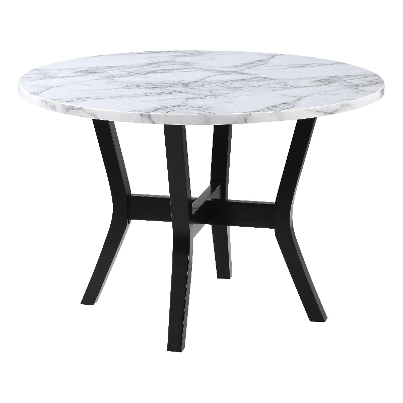 ACME Kusa 5-Piece Wood Dining Set with Engineering Stone Top in Gray and Black