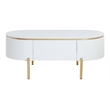 ACME Daveigh Contemporary Wooden/Metal Coffee Table in White High Gloss and Gold