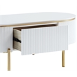 ACME Daveigh Contemporary Wooden/Metal Coffee Table in White High Gloss and Gold