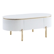 ACME Daveigh Contemporary Wooden/Metal Coffee Table in White High Gloss and Gold
