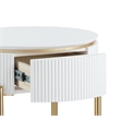 ACME Daveigh Contemporary Wooden/Metal End Table in White High Gloss and Gold