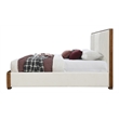 ACME Kaleea Chenille Upholstered Tufted Queen Bed in Beige and Walnut