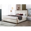 ACME Kaleea Chenille Upholstered Tufted Queen Bed in Beige and Walnut