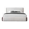 ACME Sandro Contemporary Boucle Fabric Upholstered Queen Bed in White and Walnut