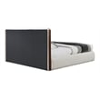 ACME Sandro Contemporary Boucle Fabric Upholstered Queen Bed in White and Walnut