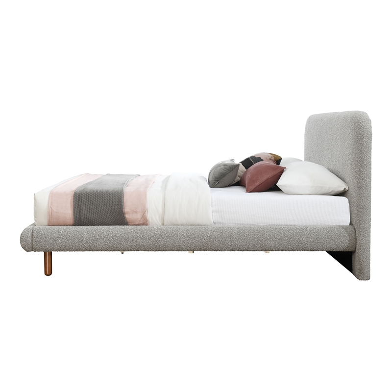 ACME Cleo Contemporary Boucle Fabric Upholstered Queen Bed in Gray