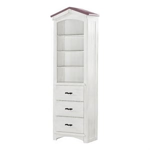 ACME Tree House Transitional Wooden Bookcase Cabinet in Pink and White