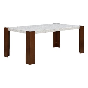 ACME Hettie Wooden Dining Table with Engineering Stone Top in White/Brown