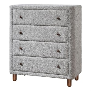 ACME Cleo Contemporary Boucle Fabric Upholstered Chest with 4 Drawers in Gray