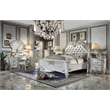 ACME Vendome Leather Upholstered Tufted Queen Bed in Antique Pearl