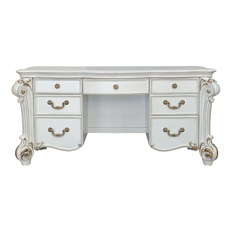ACME Vendome Transitional Wood Vanity Desk in Beige and Antique Pearl