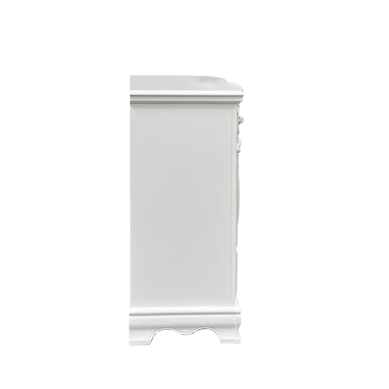 ACME Flora Wood Dresser with 6 Drawers and 2 Side Compartments in White