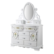 ACME Flora Wood Dresser with 6 Drawers and 2 Side Compartments in White