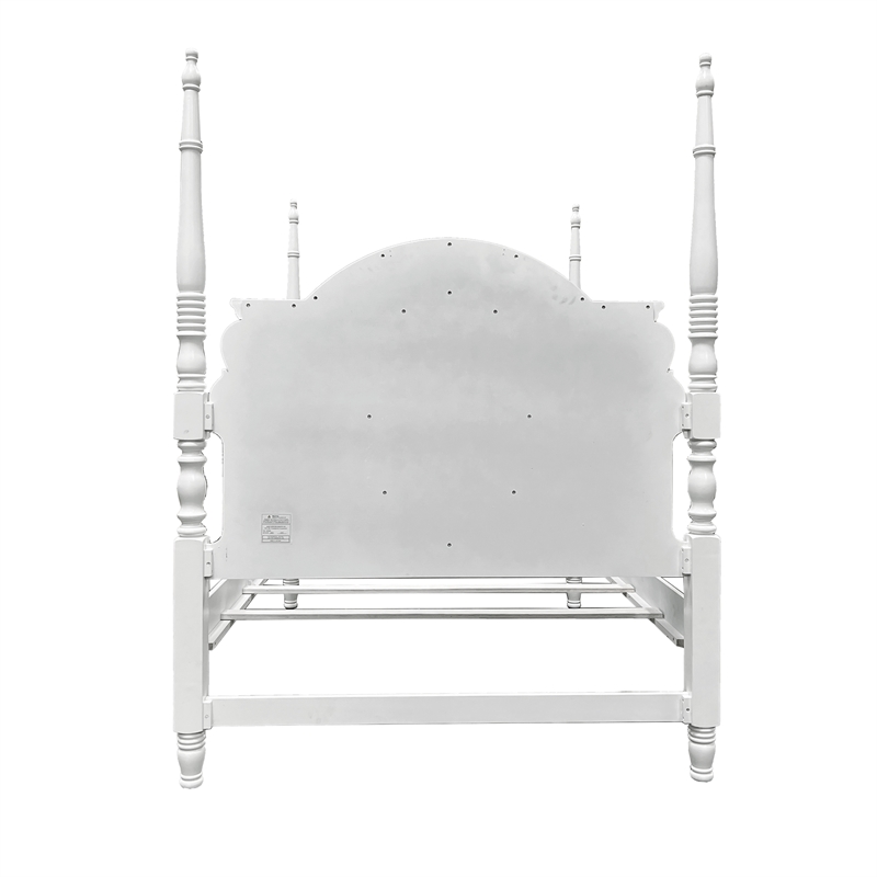 ACME Flora Contemporary Wooden Full Bed with Poster in White