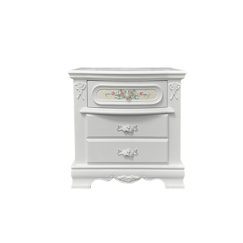 ACME Flora Contemporary Wooden Nightstand with 2 Drawers in White