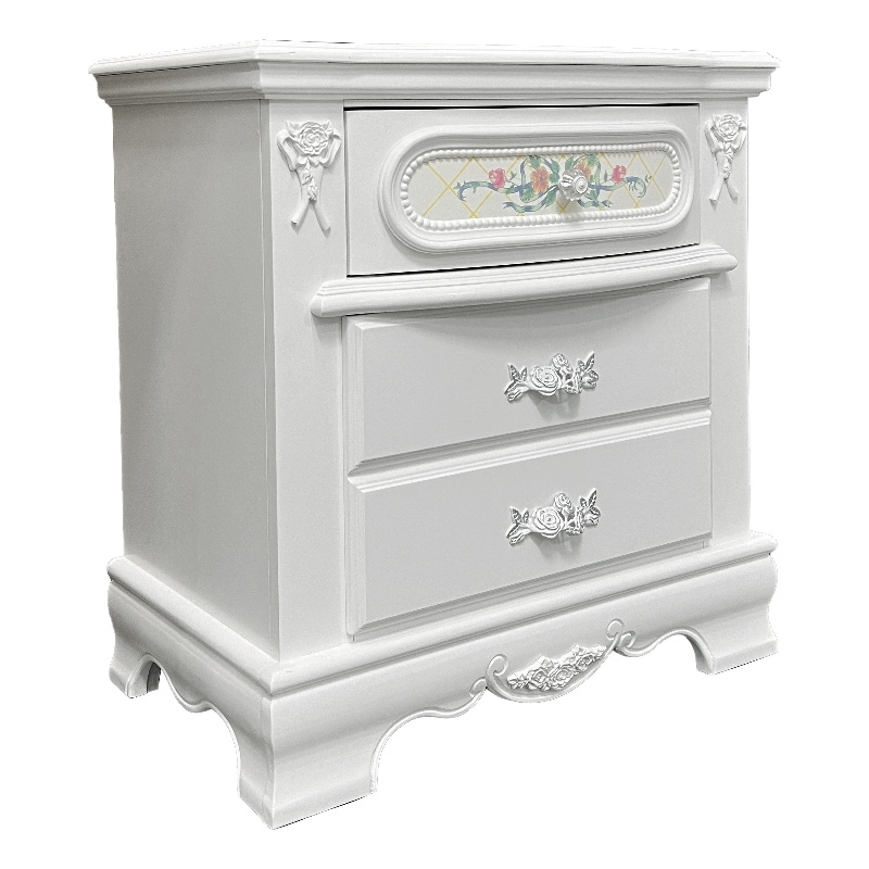 ACME Flora Contemporary Wooden Nightstand with 2 Drawers in White