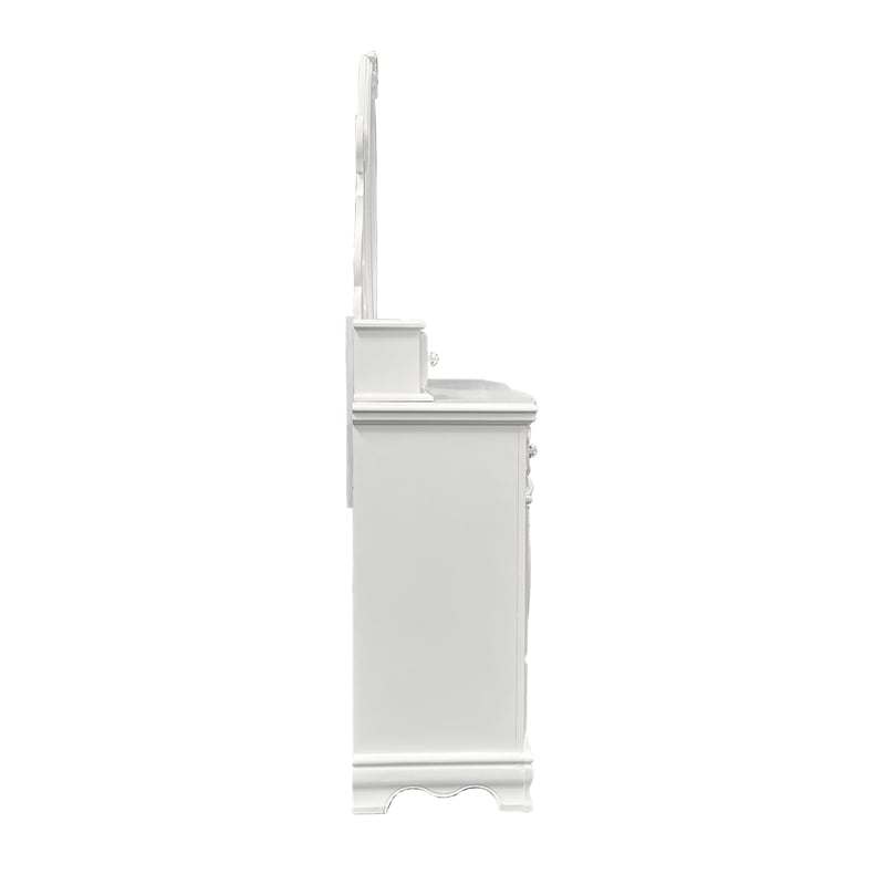 ACME Flora Contemporary Wooden Mirror with 2 Jewelry Drawers in White