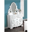 ACME Flora Contemporary Wooden Mirror with 2 Jewelry Drawers in White