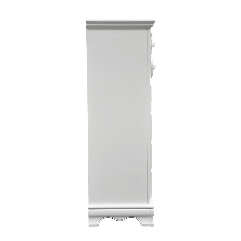 ACME Flora Contemporary Wood Rectangular Chest with 5 Drawers in White