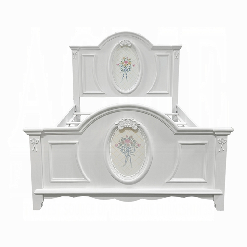 ACME Flora Contemporary Wooden Full Bed with 2 Drawers in White
