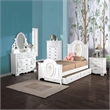 ACME Flora Contemporary Wooden Full Bed with 2 Drawers in White