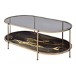ACME Fiorella Metal/Glass/Marble Coffee Table in Black Paint and Gold