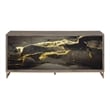 ACME Payo Wood/Metal Console Cabinet in Black Marble Paint/Oak & Champagne